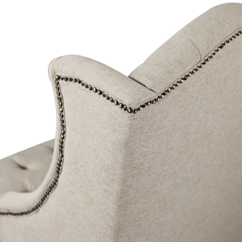 HOMCOM Tall Tufted Wingback Chair Nailhead Living Room Grey