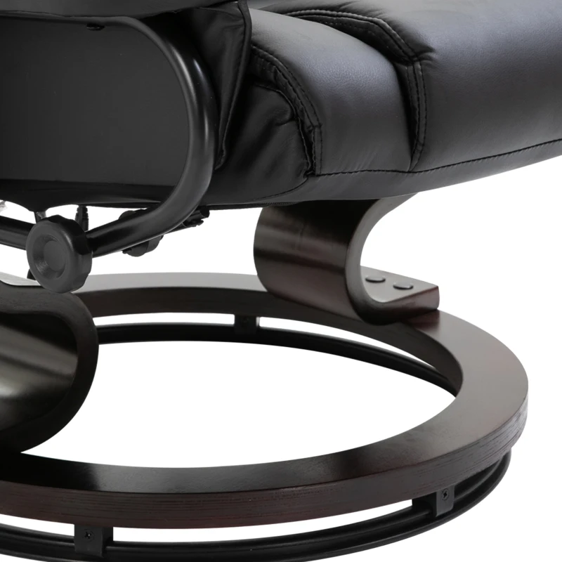 HOMCOM Massage Recliner and Ottoman, PU Leisure Office Chair with 10 Vibration Points, Adjustable Backrest, Side Pocket and Remote Control, for Living Room, Study, Bedroom, Black