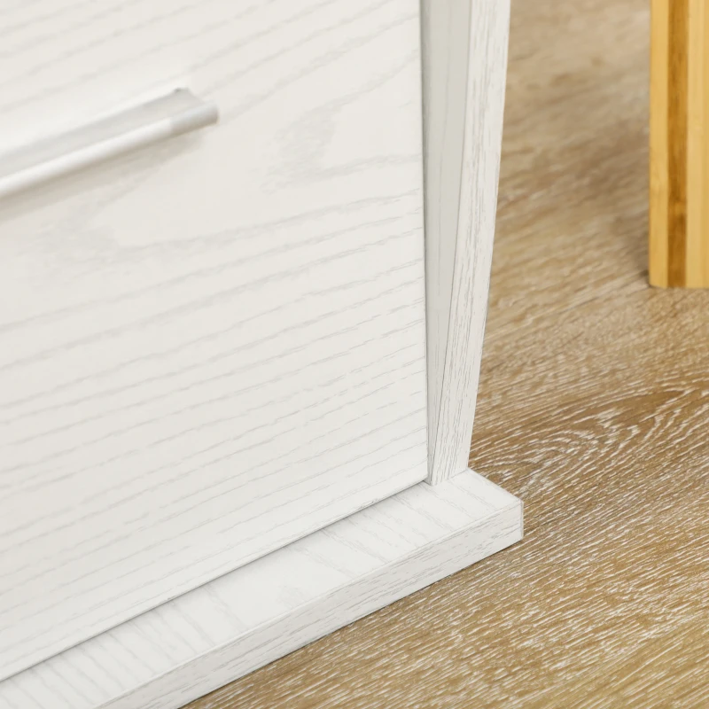 HOMCOM 47" Computer Desk with Keyboard Tray and Storage Drawers, Home Office Workstation Table with Storage Shelves, White