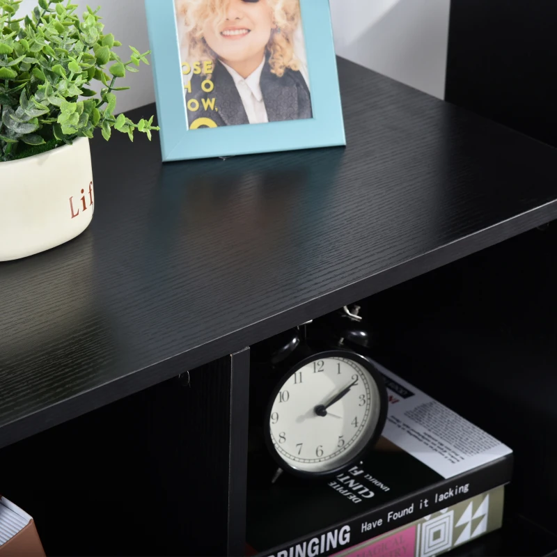 HOMCOM Rolling Mobile Storage Shelf, Wood File Cabinet, Functional Wood Cabinet for Home Office with Wheels Perfect for Study Office, Black