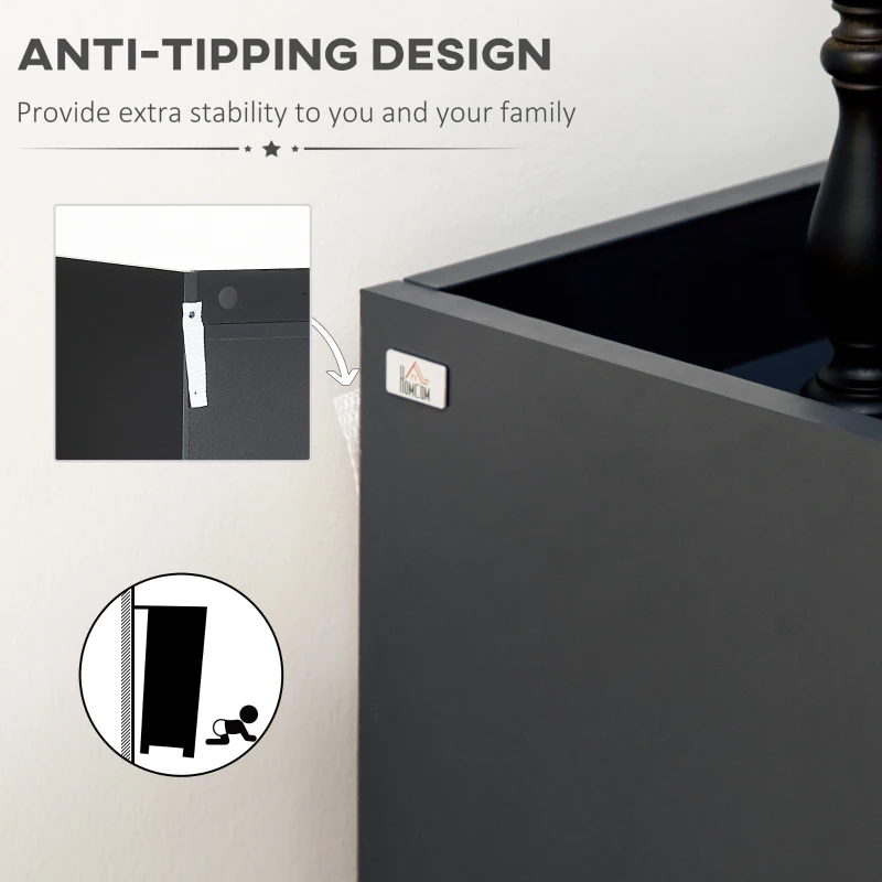 HOMCOM Modern Shoe Cabinet with High Gloss White Doors, Adjustable Shelves and Open Compartment, 15 Pair Shoe Storage Cabinet for Entryway, Hallway, Grey