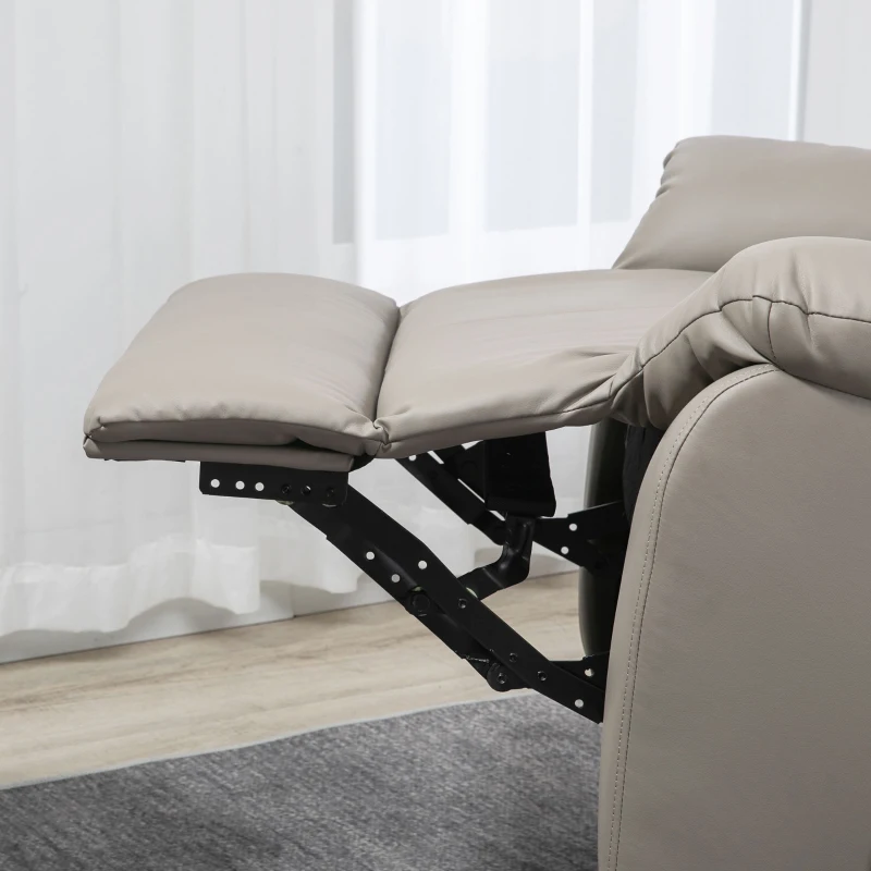 HOMCOM 8-Point Vibration Massage Recliner Chair, PU Leather Manual Reclining Sofa, Swivel Nursery Rocking Chair with Remote Control, Side Pockets, for Living Room, Grey