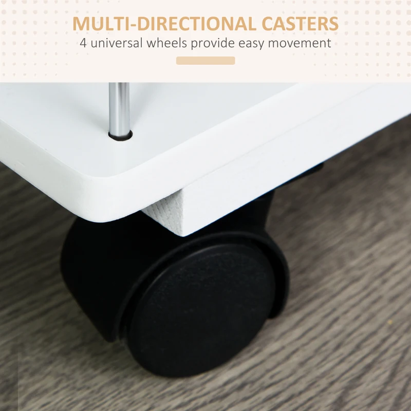 HOMCOM Rolling Kitchen Cart, Utility Storage Cart with 4 Baskets, Drawer, Side Racks, Wheels for Dining Room, Natural and White