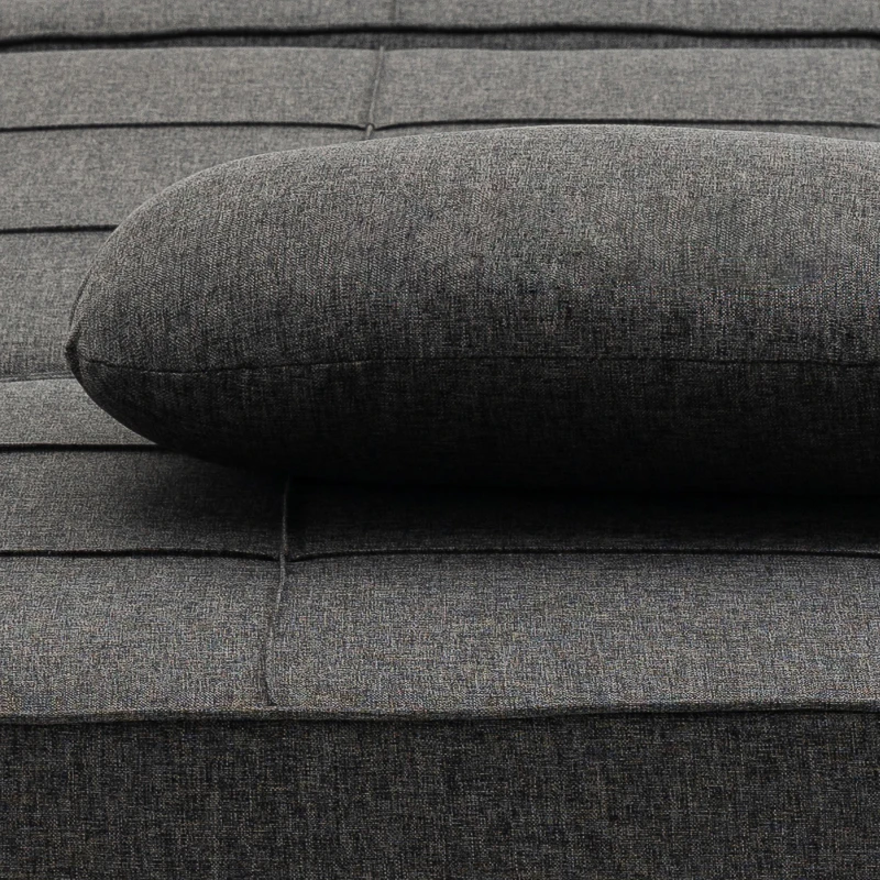 HOMCOM 3-in-1 Convertible Sleeper Sofa Bed Guest Bed Cot Lounge Chair Footstool with 5-Position Backrest Pillow, Linen Grey