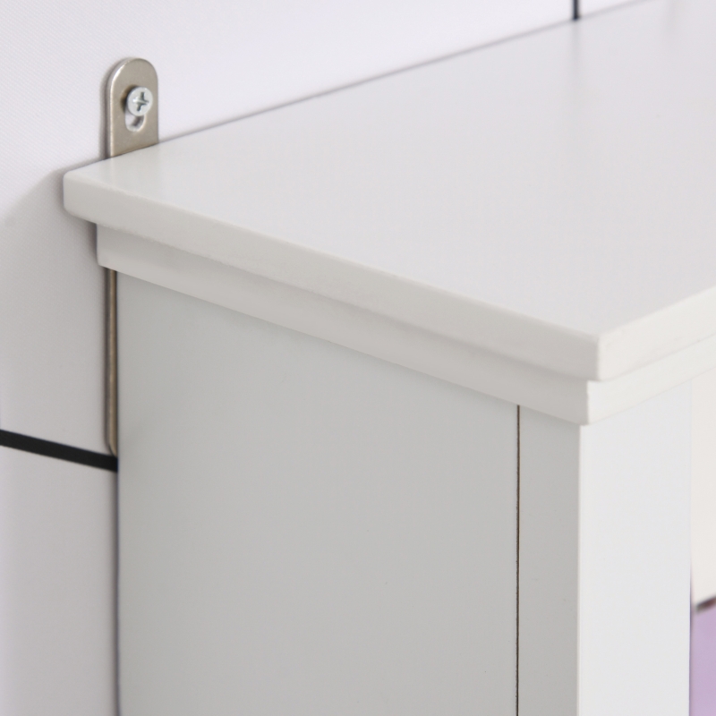 HOMCOM Bathroom Wall Cabinet, Wall Mounted Medicine Cabinet with 3 Open Shelves and Storage Cupboard for Laundry Room, White