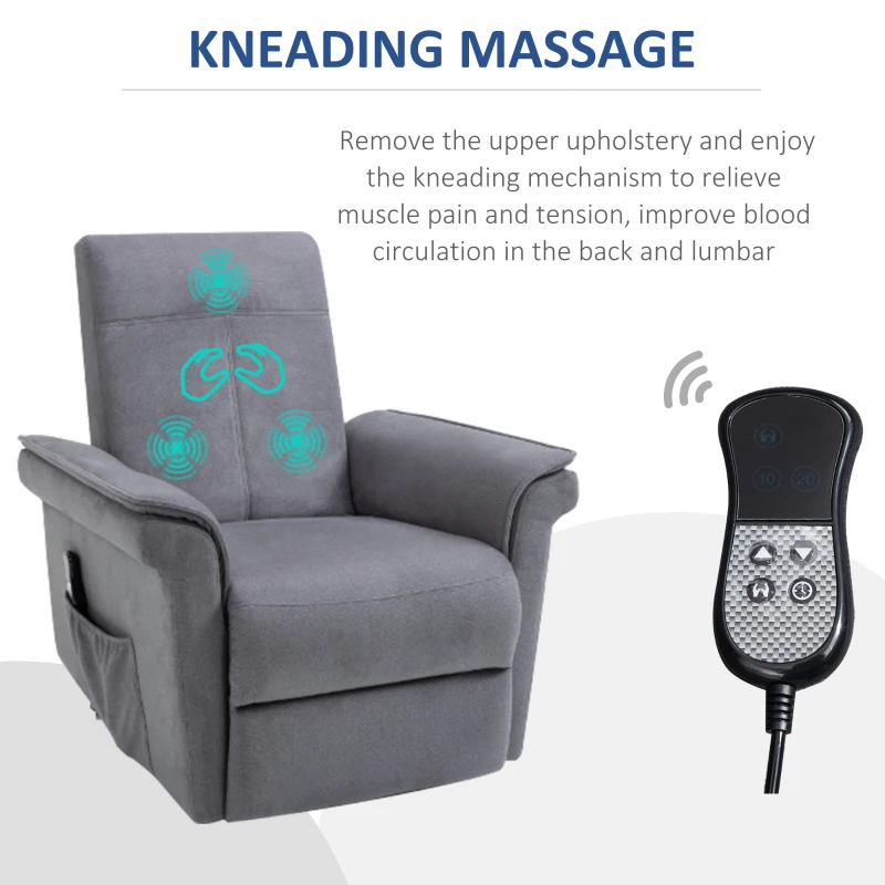 HOMCOM Modern Electric Power Lift Recliner Chair Kneading Massage Sofa Lounge with Headrest, Remote Control & Side Pocket