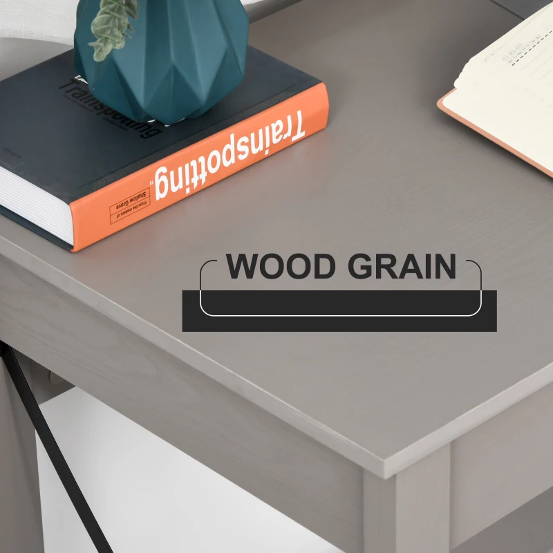 HOMCOM Rectangle Laptop Table Minimalist Style Home Office Computer Desk Writing Workstation  Grey Wood Grain