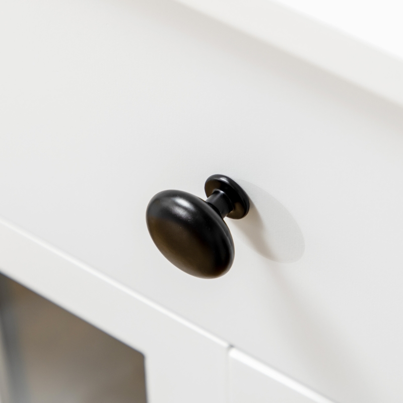 HOMCOM Kitchen Cabinet, Storage Cabinet, Sideboard Buffet Cabinet with Double Glass Doors for Kitchen, Dining Room, White