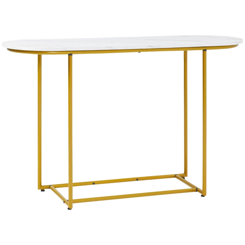 HOMCOM 47" Console Table, Modern Sofa Table with Gold Steel Legs for Entryway, Living Room and Bedroom, White and Gold