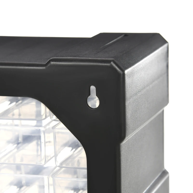 DURHAND Plastic 39 Drawer Parts Organiser Wall Mount Storage Cabinet for Small Nuts Bolts Tool Black
