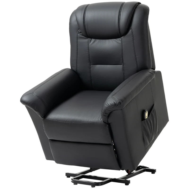 HOMCOM PU Leather Electric Power Lift Chair for Elderly with Remote Control and Footrest for Living Room (Black)