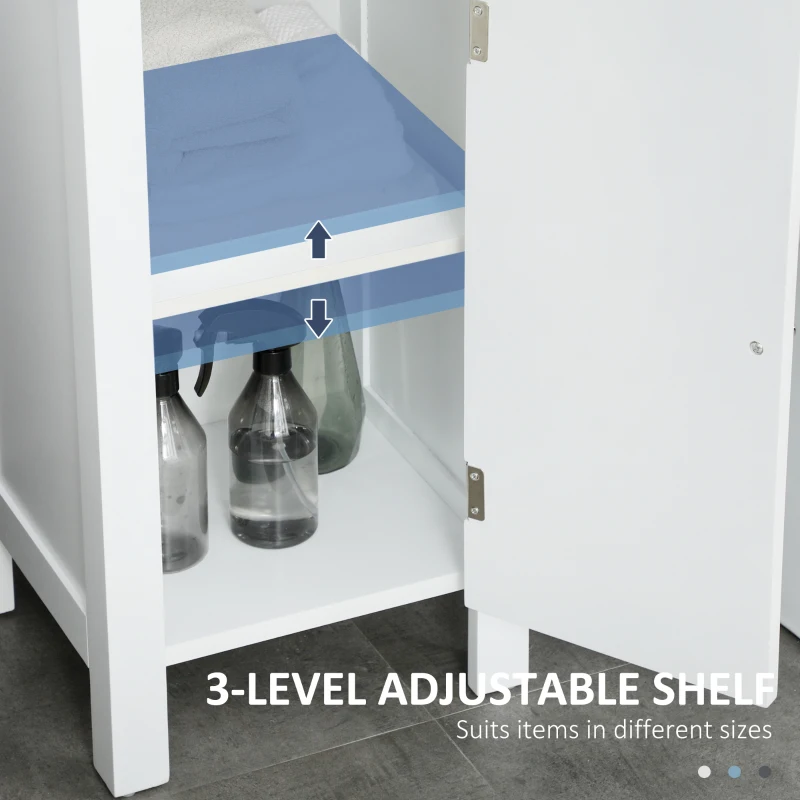 kleankin Bathroom Cabinet, Freestanding Linen Cabinet with Open Shelves, 13.8" x 11.8" x 62.4", White