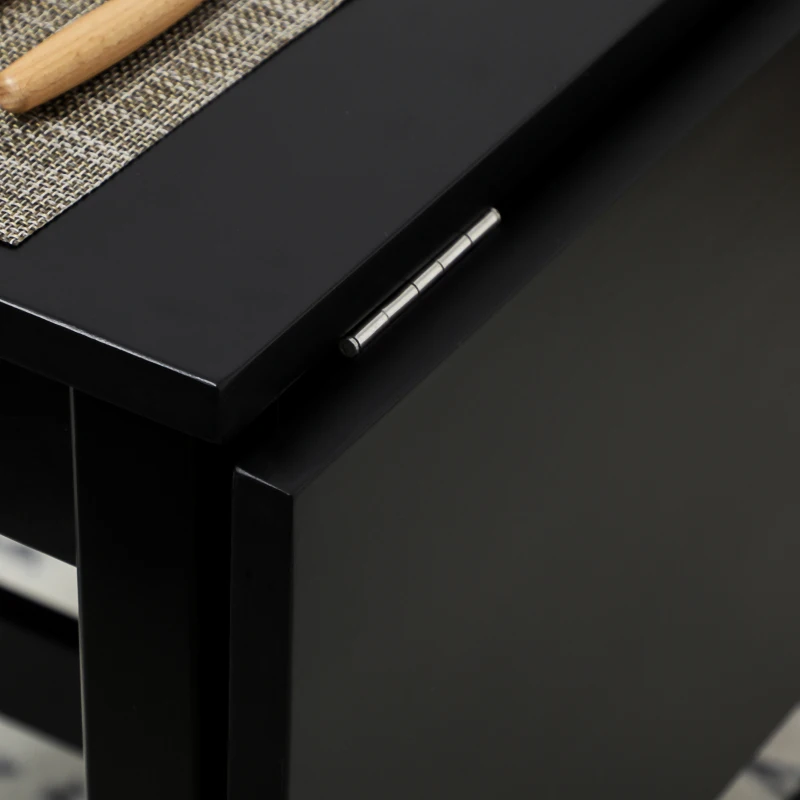 HOMCOM Solid Wood Kitchen Table, Farmhouse Drop Leaf Tables for Small Spaces, Folding Dining Table, Black