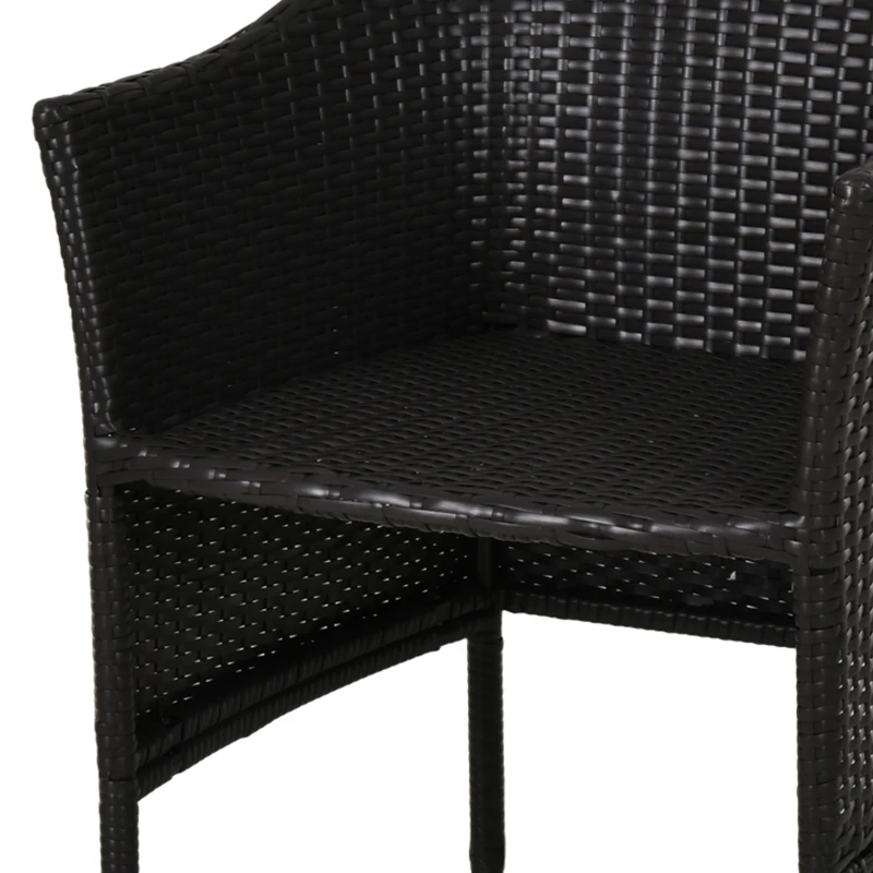 Outsunny Outdoor Indoor 5pcs Wicker Rattan Coffee Set Garden Patio Furniture Club Chair Table and Ottoman with Cushion, Dark Brown