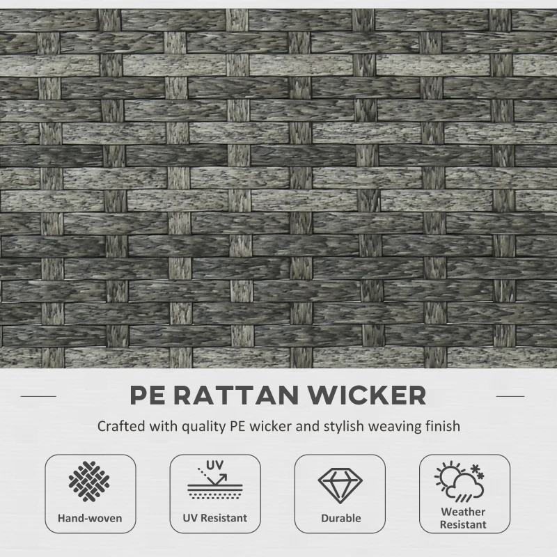 Outsunny 6 Piece Patio Furniture Set with 50,000 BTU Gas Fire Pit Table, Outdoor PE Rattan Dining Table and Chair Set, Sectional Conversation Sofa Set with Cushions, Grey