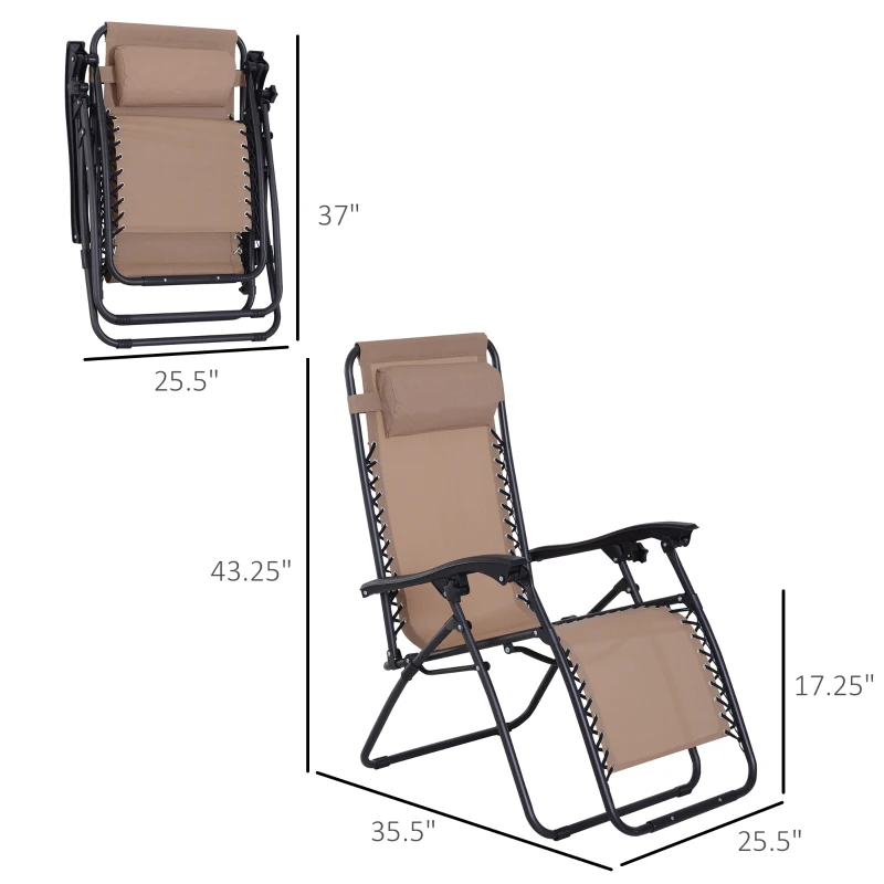 Outsunny Zero Gravity Lounger Adjustable Patio Lounge Chair Foldable Reclining Seat Outdoor Garden Portable Recliner Cream