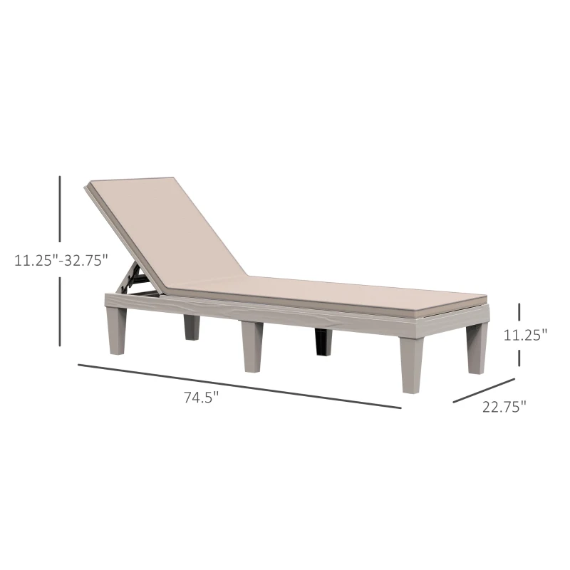 Outsunny Patio Chaise Lounge Chair with 5-Level Adjustable Back Cushion Outdoor Garden Poolside