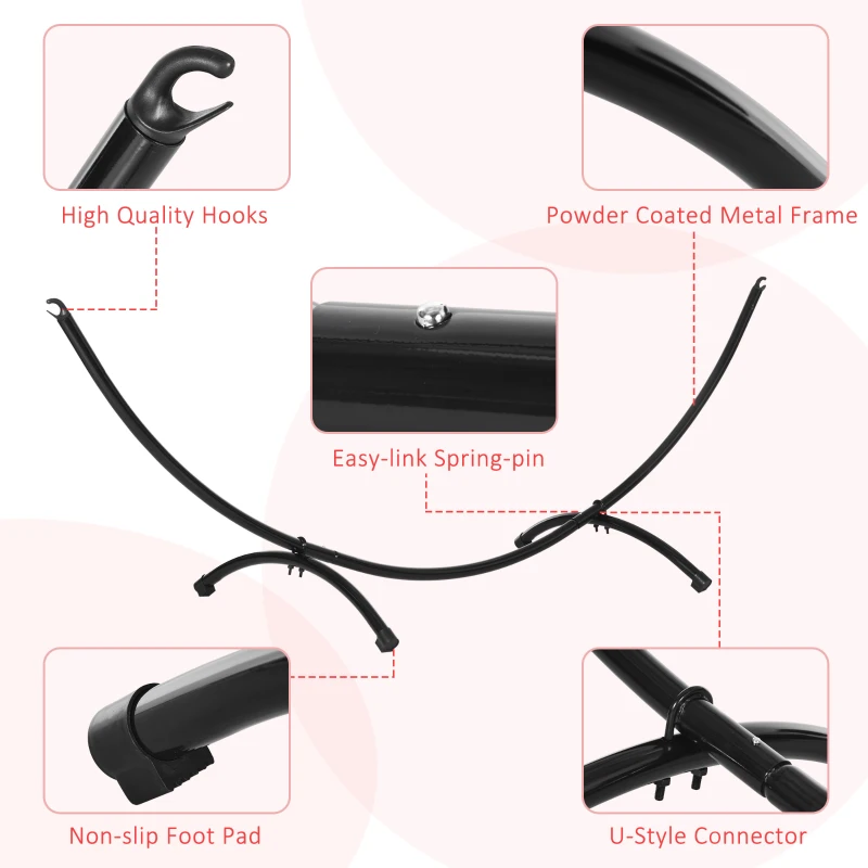 Outsunny 10' Hammock Stand with Steel Frame, Hammock Chair Stand Only for Garden, Camping, Picnic, Outdoor, Patio, Black