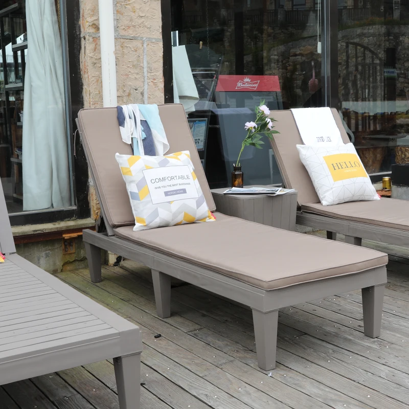 Outsunny Patio Chaise Lounge Chair with 5-Level Adjustable Back Cushion Outdoor Garden Poolside