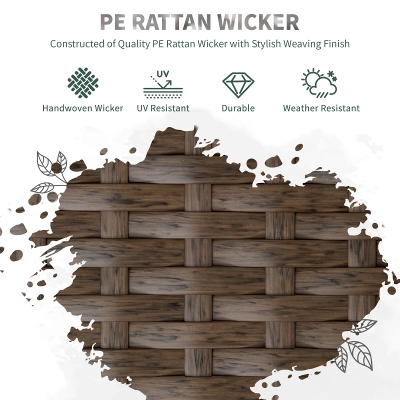 Outsunny 7 Pieces Wicker Patio Dining Set Outdoor Furniture Set with Removable Cushions, Glass Top Dining Table, PE Rattan Conversation Set for Garden Poolside Backyard, Beige