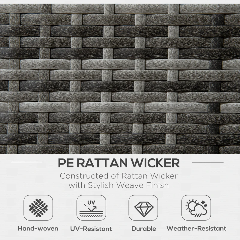 Outsunny 6 Pieces Wicker Patio Dining Set Outdoor Furniture Set with Removable Cushions, Glass Top Dining Table, 2 Ottomans, PE Rattan Conversation Set for Garden Poolside, Khaki