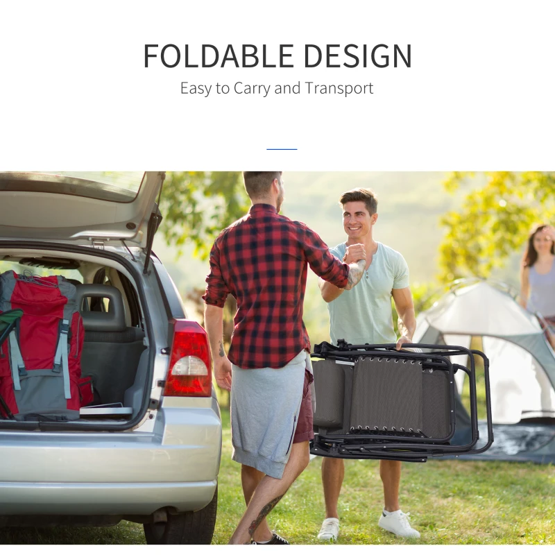 Outsunny Zero Gravity Lounger Adjustable Patio Lounge Chair Foldable Reclining Seat Outdoor Garden Portable Recliner Grey