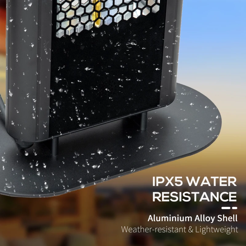 Outsunny Electric Patio Heater with Ultra-low Glare and 6 Heat Settings, 1200W Aluminium Alloy Freestanding Infrared Heater with Infrared Remote Control, Black