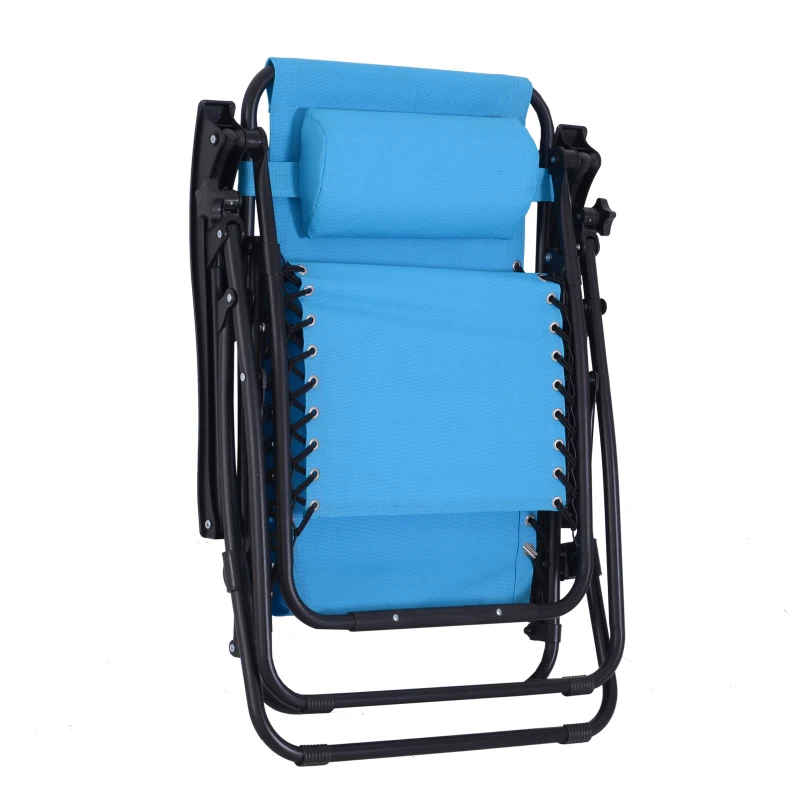 Outsunny Zero Gravity Lounger Adjustable Patio Lounge Chair Foldable Reclining Seat Outdoor Garden Portable Recliner Blue