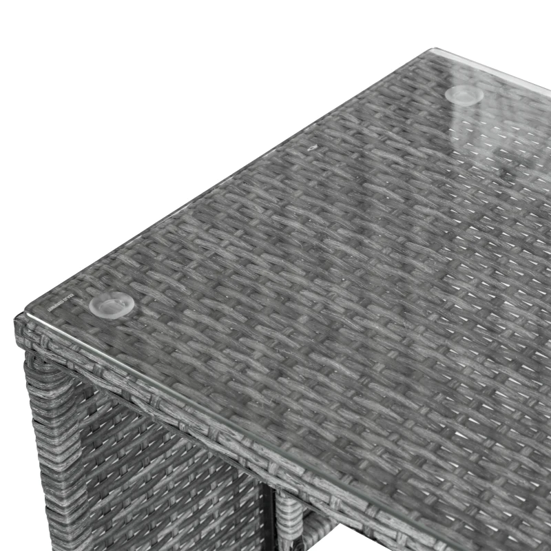 Outsunny 4 Piece Patio Furniture Set with Cushions, Outdoor PE Rattan Wicker Conversation Sofa Set with Glass Top Coffee Table and Loveseat, for Garden, Balcony, Dark Grey