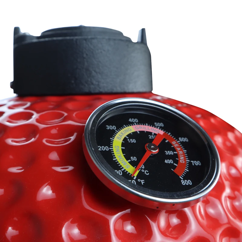 Outsunny Enamel Charcoal Grill Original BBQ Outdoor Picnic Cooking Smoker Garden Free Standing Heat Control Cooker Red