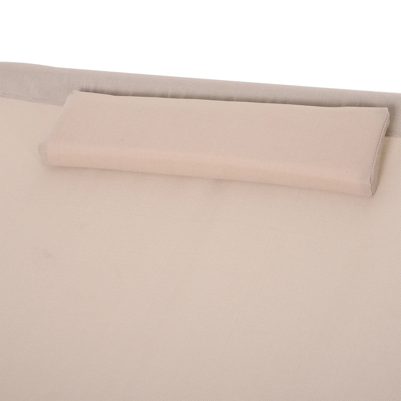 Outsunny Texteline Rocking Sun Lounger Garden Swing Hammock Bed with Steel Stand and Pillow for Patio Deck Beach and Pool Beige