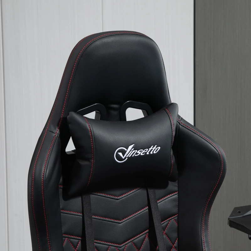 Vinsetto High Back Racing Gaming Chair with Swivel Wheel, PVC Leather Recliner Gamer Desk Home Office Chair, Black Red
