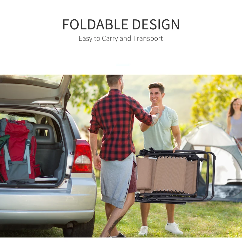 Outsunny Zero Gravity Lounger Adjustable Patio Lounge Chair Foldable Reclining Seat Outdoor Garden Portable Recliner Cream