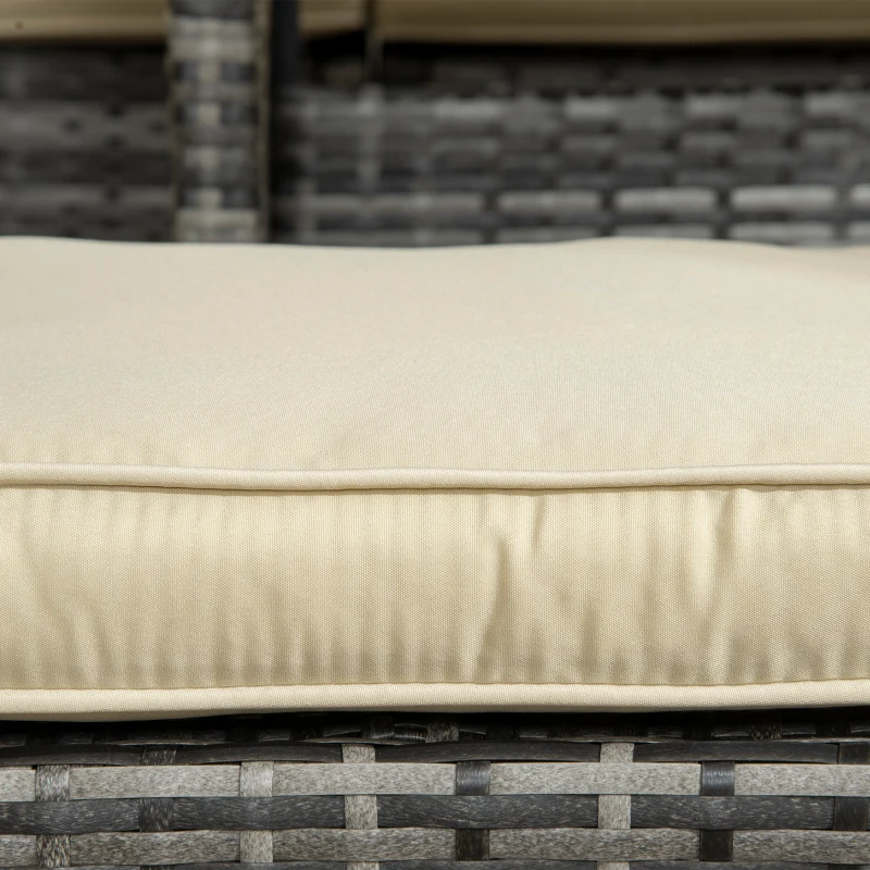 Outsunny 6 Pieces Wicker Patio Dining Set Outdoor Furniture Set with Removable Cushions, Glass Top Dining Table, 2 Ottomans, PE Rattan Conversation Set for Garden Poolside, Khaki