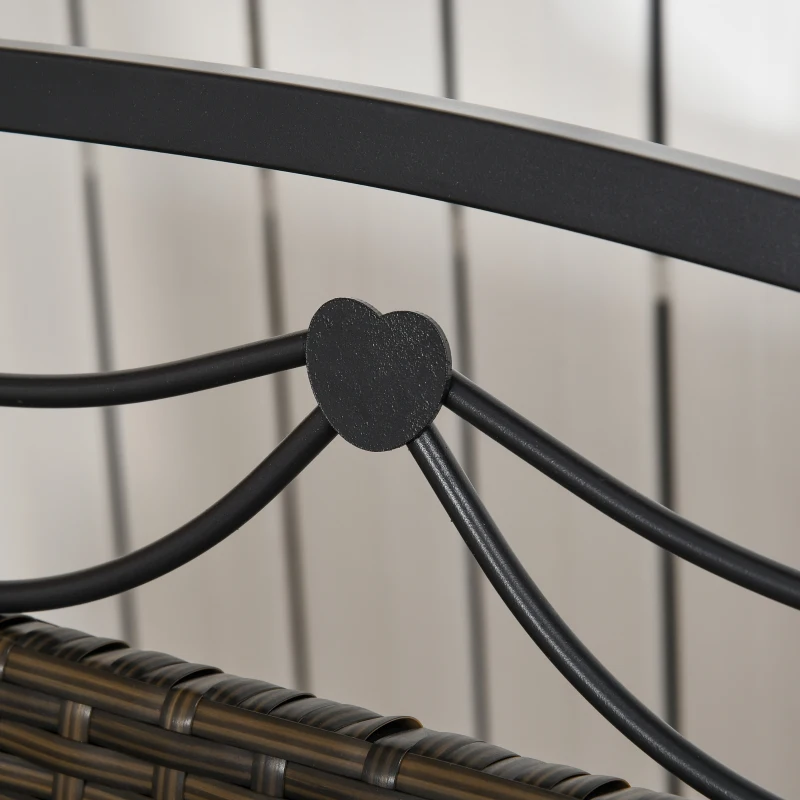 Outsunny 2-Person Wicker Porch Swing for Outside, Hanging Swing Bench with Steel Chains for Garden, Deck, Backyard, 528lbs Weight Capacity