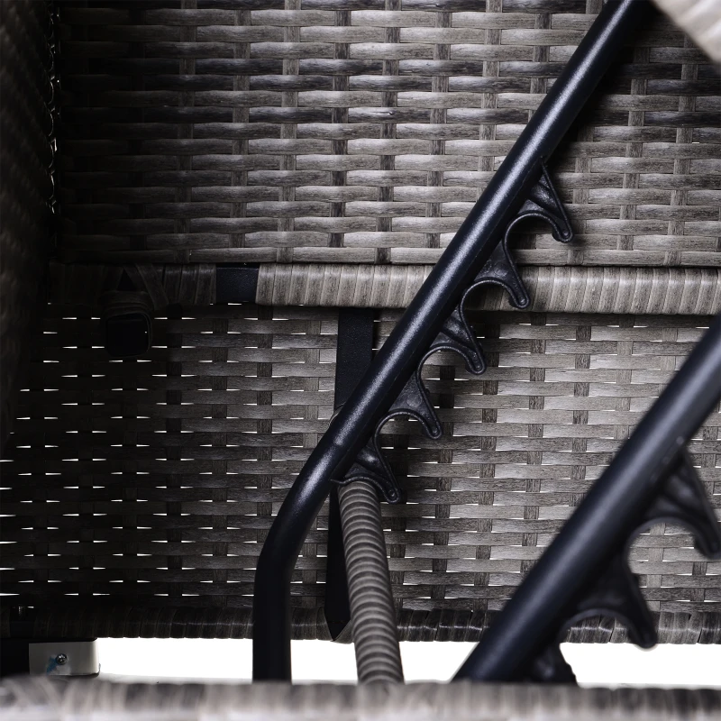 Outsunny 3 Pieces Adjustable Seat Rattan Wicker Sofa Steel Frame Furniture Set Sleeping Couch Bed Lounge w/ Storage Function Coffee Table, Grey