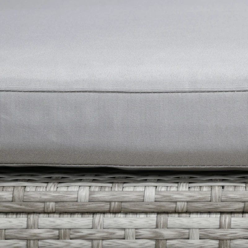 Outsunny 5 Pieces Wicker Patio Dining Set Outdoor Furniture Set with Removable Cushions, Glass Top Dining Table, Loveseats and Ottomans, Rattan Conversation Set for Garden, Grey