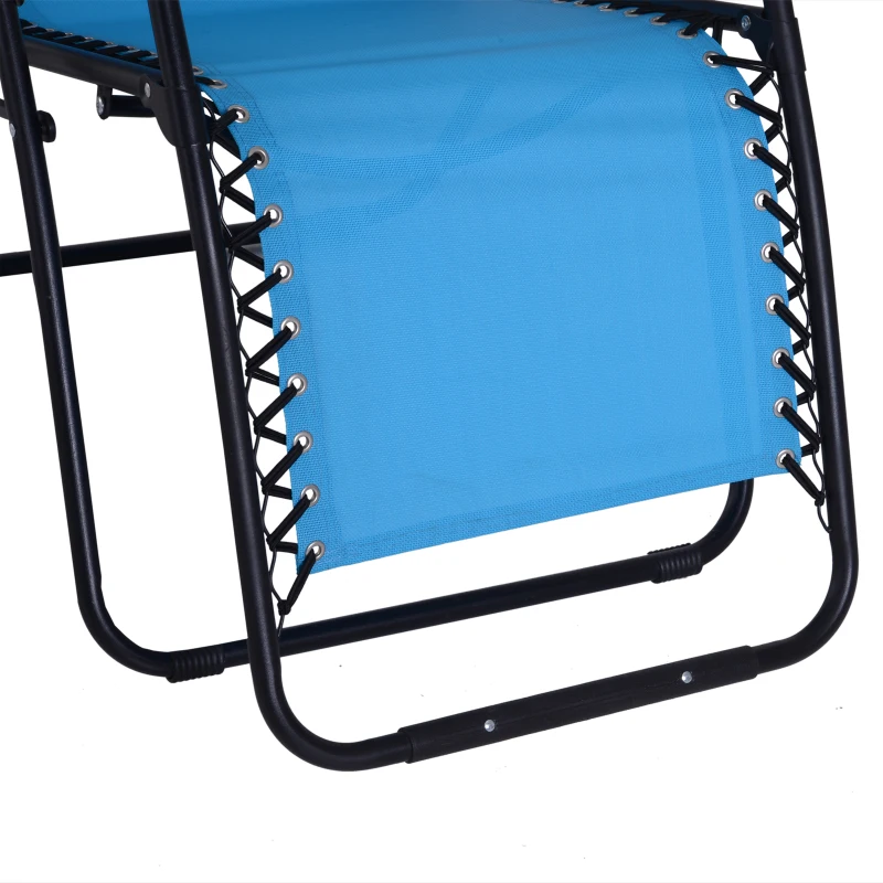 Outsunny Zero Gravity Lounger Adjustable Patio Lounge Chair Foldable Reclining Seat Outdoor Garden Portable Recliner Blue