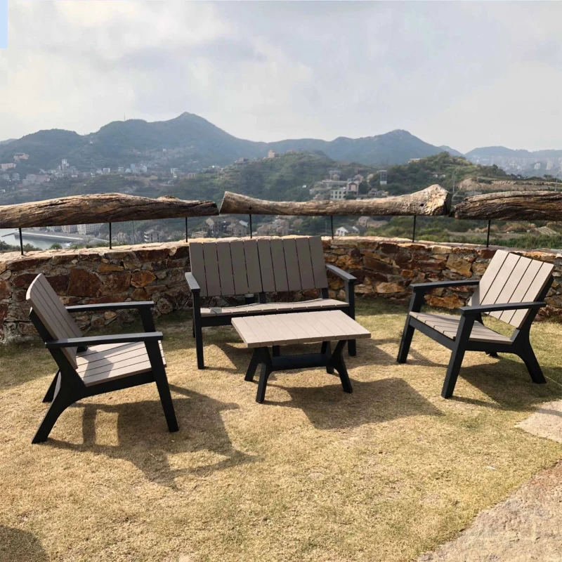 Outsunny 4 Piece Garden Furniture Set Patio Conversation Set 2-Seater Sofa 2 Single Chair Coffee Table with Storage Shelf for Lawn Backyard Poolside