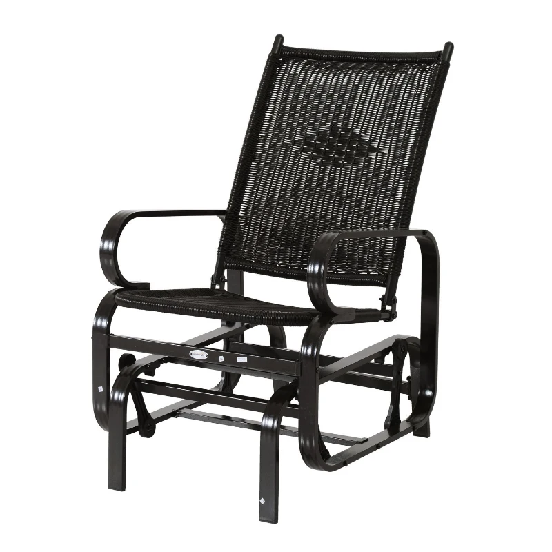 Outsunny Patio Rocking Chair Seat Rattan Wicker Garden Furniture Outdoor Rocker Aluminum Deep Coffee
