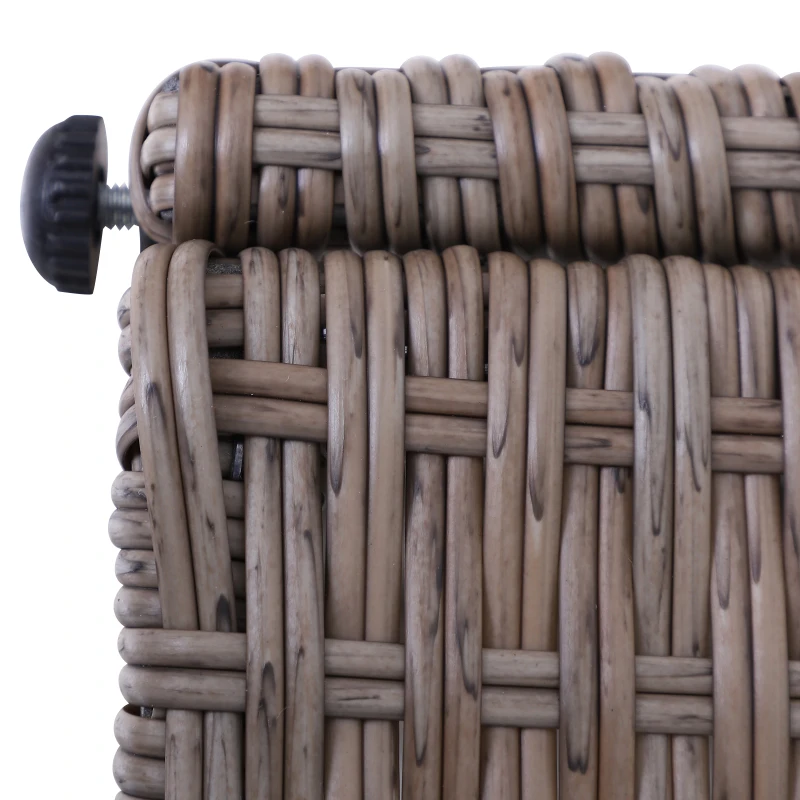 Outsunny 5 Piece Rattan Wicker Outdoor Patio Conversation Set 2 Cushioned Single Sofa Chair Foot Stool Glass End Desk Coffee Table Black