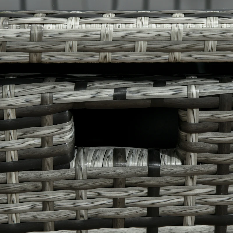 Outsunny 5 Pieces Wicker Patio Dining Set Outdoor Furniture Set with Removable Cushions, Glass Top Dining Table, PE Rattan Conversation Set for Garden Poolside Backyard, Grey