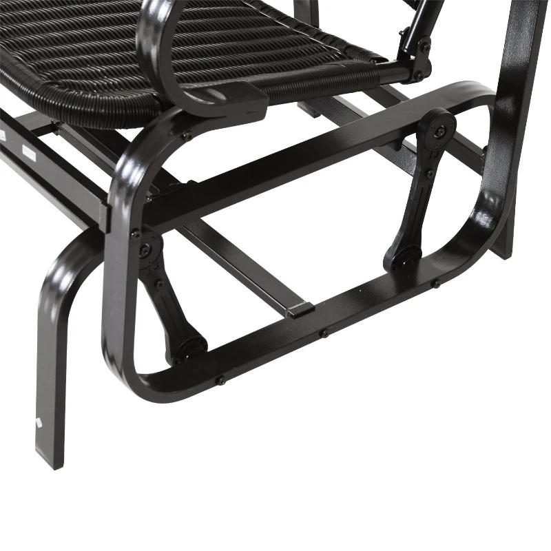 Outsunny Patio Rocking Chair Seat Rattan Wicker Garden Furniture Outdoor Rocker Aluminum Deep Coffee