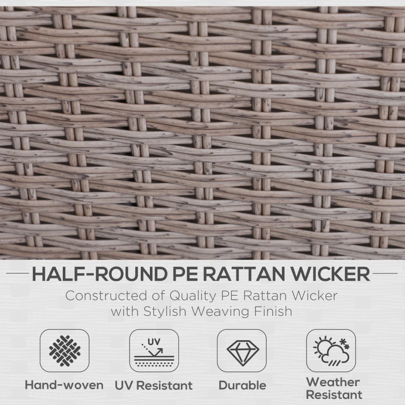 Outsunny 5 Piece Rattan Wicker Outdoor Patio Conversation Set 2 Cushioned Single Sofa Chair Foot Stool Glass End Desk Coffee Table Black