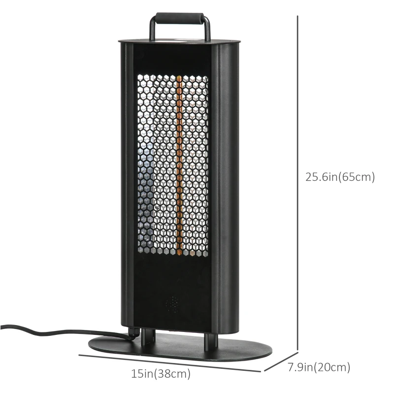 Outsunny Electric Patio Heater with Ultra-low Glare and 6 Heat Settings, 1200W Aluminium Alloy Freestanding Infrared Heater with Infrared Remote Control, Black