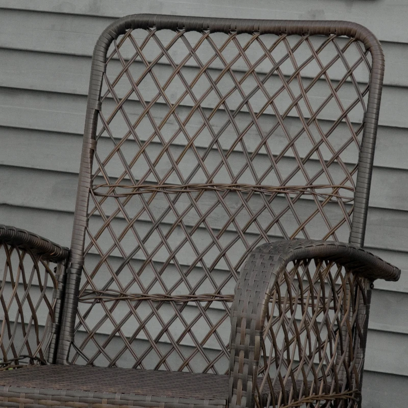 Outsunny Rattan Rocking Chair, Outdoor Wicker Patio Rocker Chair Furniture with Thick Cushions, for Garden Backyard Porch, Cream White