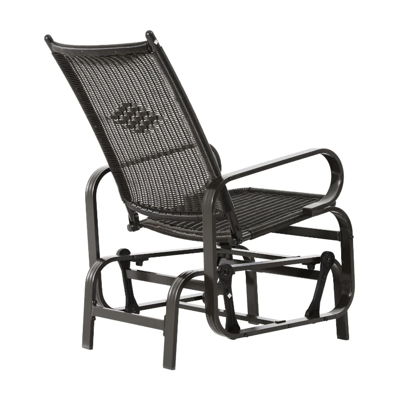 Outsunny Patio Rocking Chair Seat Rattan Wicker Garden Furniture Outdoor Rocker Aluminum Deep Coffee