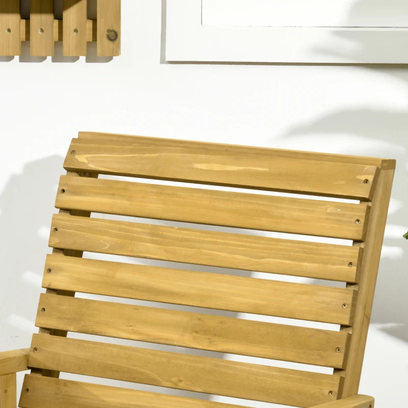 Outsunny Wooden Outdoor Rocking Chair, Patio Traditional Rocking Chair, Slatted Structure Porch Rocker w/ Armrest for Both Outdoor and Indoor, Light Brown