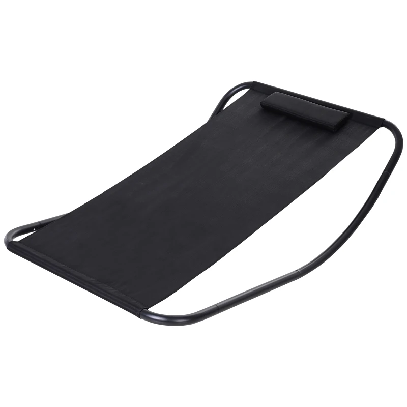 Outsunny Texteline Rocking Sun Lounger Garden Swing Hammock Bed with Steel Stand and Pillow for Patio Deck Beach and Pool Black