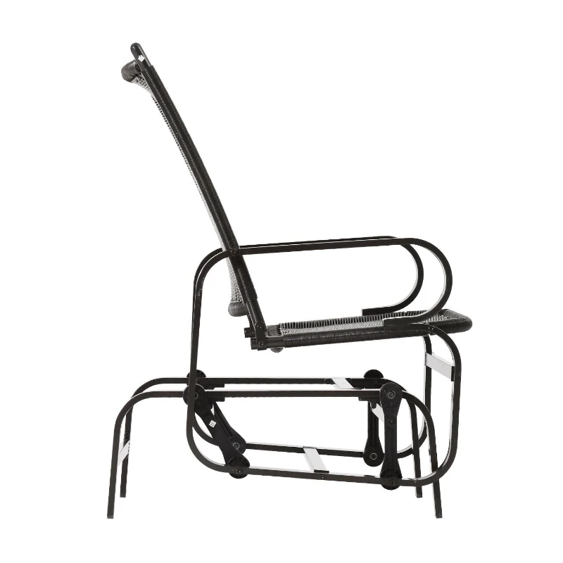 Outsunny Patio Rocking Chair Seat Rattan Wicker Garden Furniture Outdoor Rocker Aluminum Deep Coffee